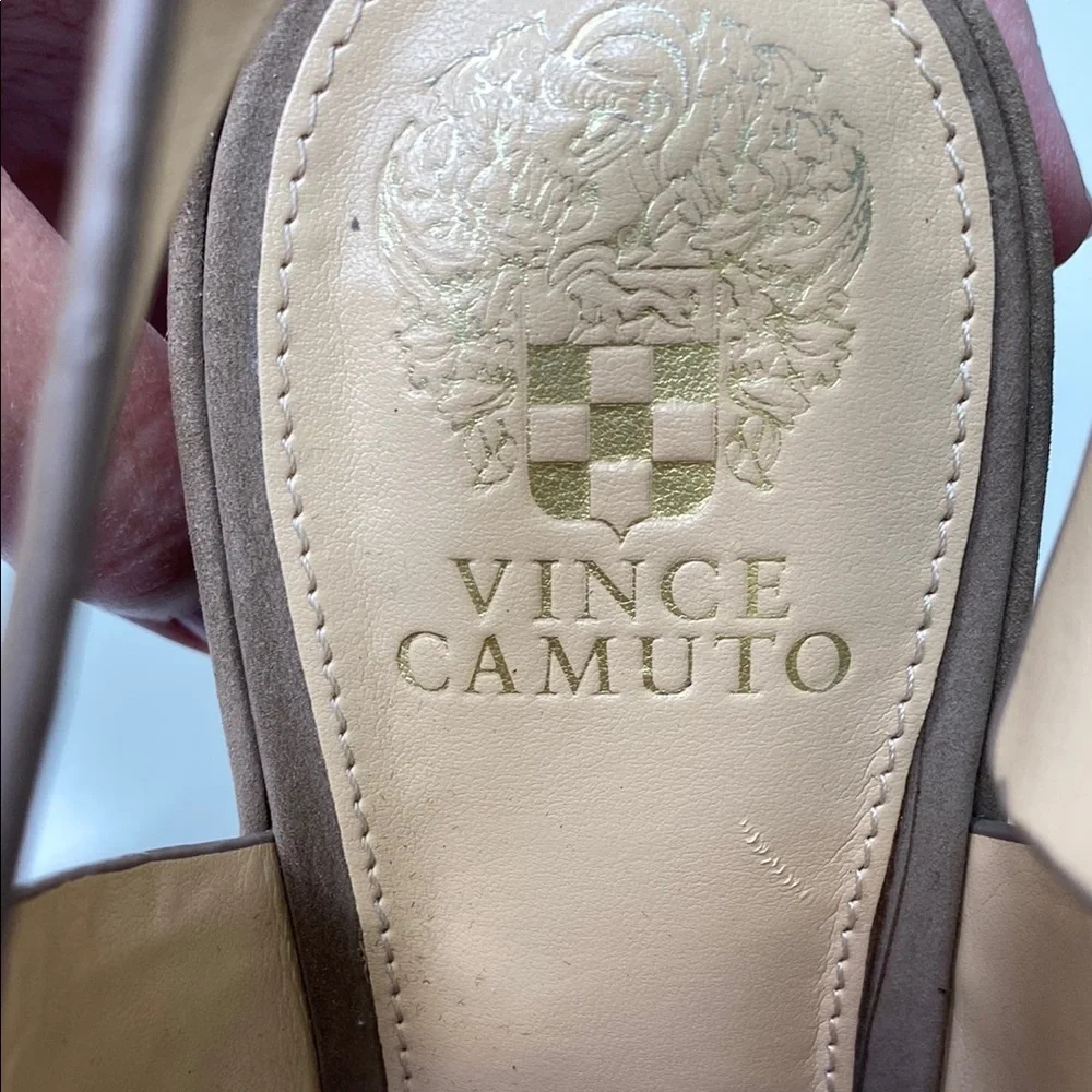 Vince Camuto Taupe Suede Platform Wedge Sandals